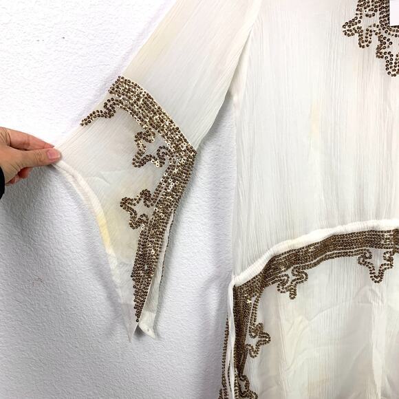 Colleen Lopez Embellished Sequin Resort Wear Tunic Shirt XS NWT - Picture 2 of 7